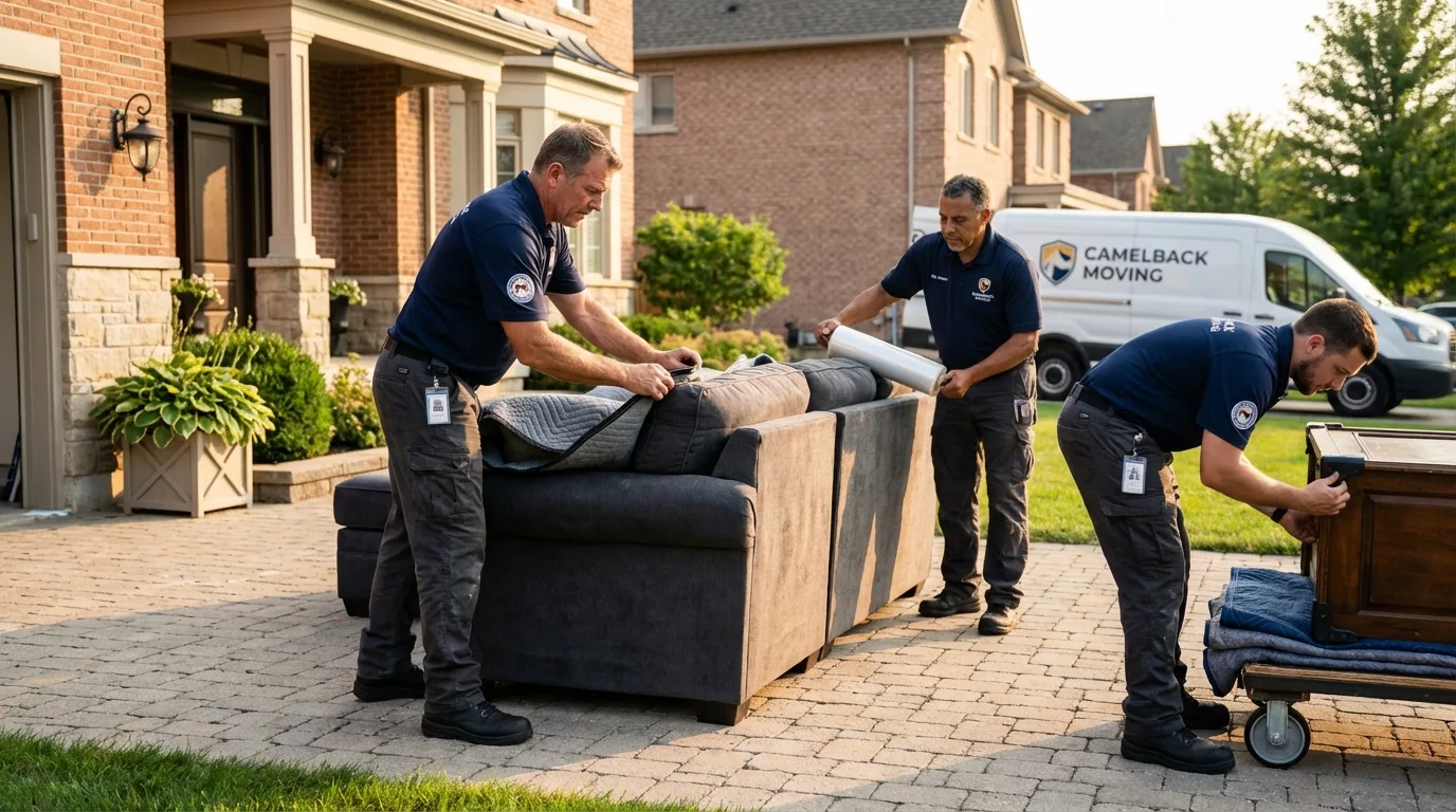 Large estate moving crew wrapping furniture in York, SC