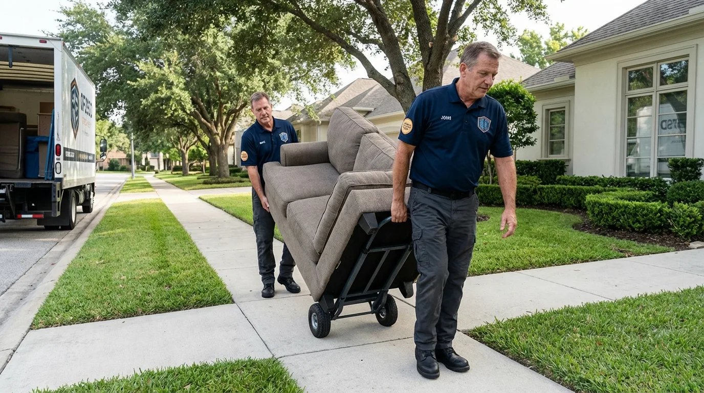 Local residential moving crew loading furniture in York, SC